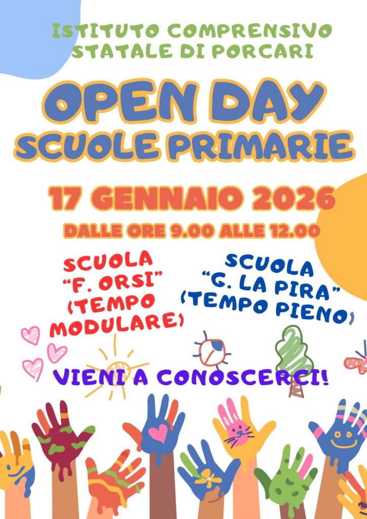 locandina open day scuole primarie gennaio 2026